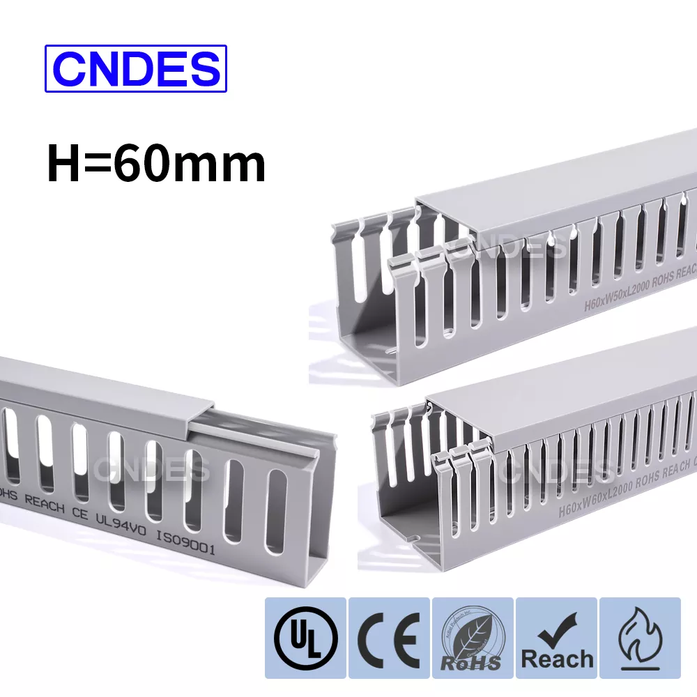 60 мм Биіктігі сұр түсті саңылаулары бар ПВХ сым арнасы